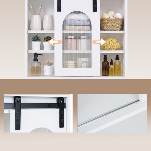 Szafka łazienkowa z uchwytem na ręczniki i otwartą półką