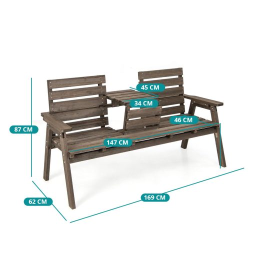 Ławka ogrodowa ze składanym stolikiem po środku