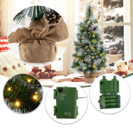 Mini Choinka Świąteczna z Ciepłymi Światłami LED, 90 cm