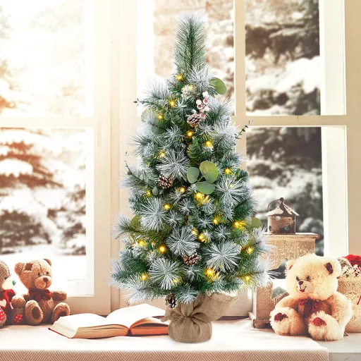 Mini Choinka Świąteczna z Ciepłymi Światłami LED, 90 cm