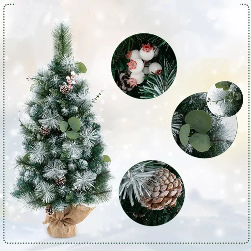 Mini Choinka Świąteczna z Ciepłymi Światłami LED, 90 cm