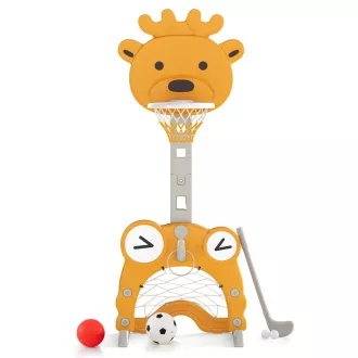   Regulowana wysokość kosz do koszykówki 4 w 1 z rzutem pierścieniem, pomarańczowy