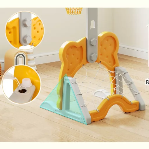 Regulowana wysokość kosz do koszykówki 4 w 1 z rzutem pierścieniem, pomarańczowy