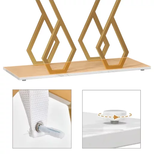 Stolik dekoracyjny z regulowanymi nogami i marmurowym blatem 100 x 30 x 79 cm