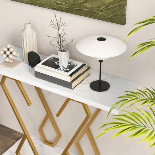 Stolik dekoracyjny z regulowanymi nogami i marmurowym blatem 100 x 30 x 79 cm