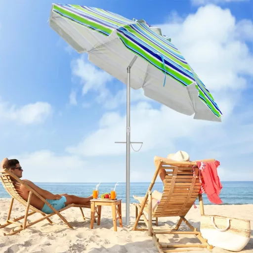 Regulowany parasol plażowy 198 cm niebieski