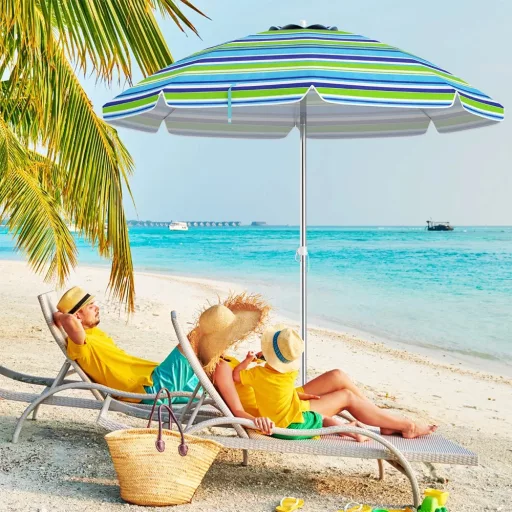 Regulowany parasol plażowy 198 cm niebieski