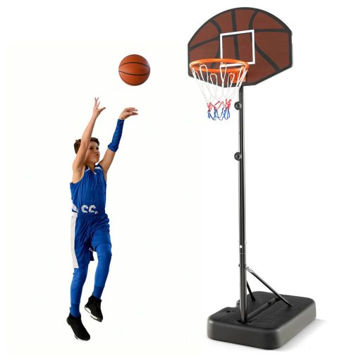 Regulowana wysokość kosza do koszykówki dla dzieci brązowy