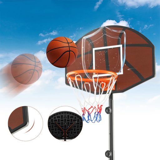 Regulowana wysokość kosza do koszykówki dla dzieci brązowy