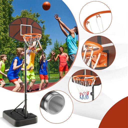 Regulowana wysokość kosza do koszykówki dla dzieci brązowy