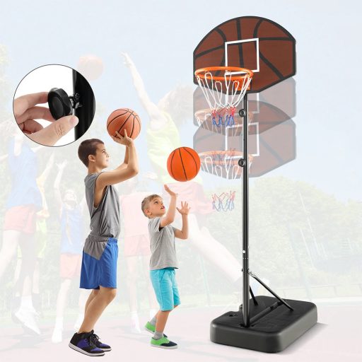 Regulowana wysokość kosza do koszykówki dla dzieci brązowy