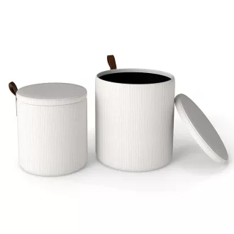 Pufa ze schowkiem 2 szt., kremowa