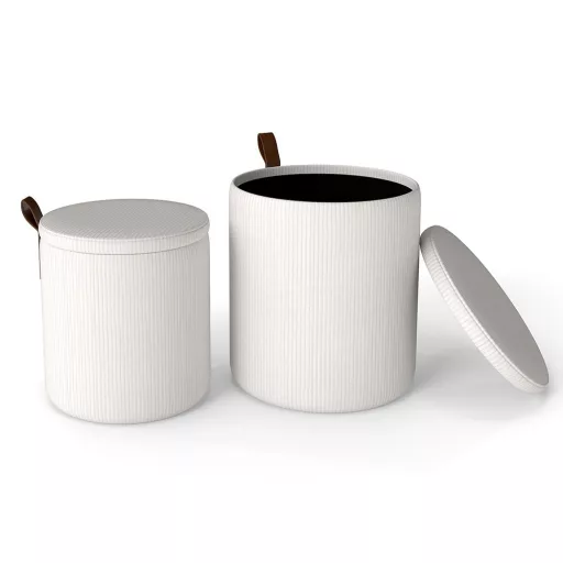 Pufa ze schowkiem 2 szt., kremowa