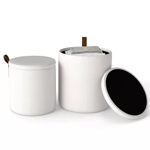 Pufa ze schowkiem 2 szt., kremowa