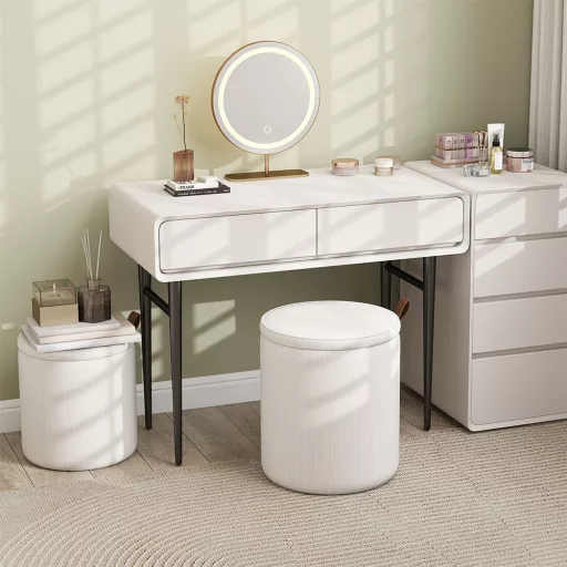 Pufa ze schowkiem 2 szt., kremowa