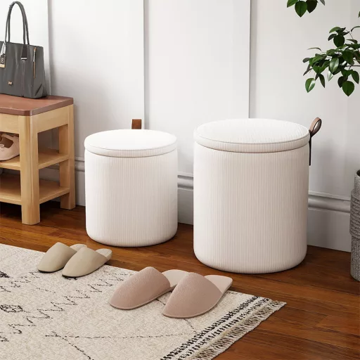 Pufa ze schowkiem 2 szt., kremowa