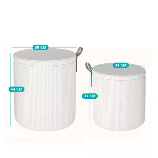 Pufa ze schowkiem 2 szt., kremowa