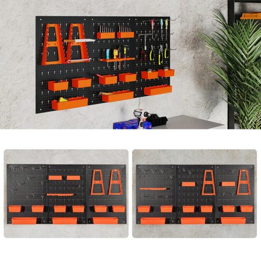 Metalowe przechowywanie narzędzi z 9 przegrodami i hakami