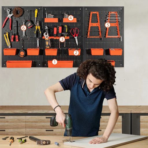 Metalowe przechowywanie narzędzi z 9 przegrodami i hakami