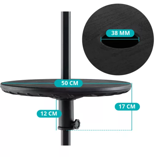 Stół z mocowaniem na parasol