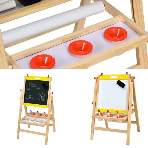 3-w-1 Drewniana Tablica Rysunkowa dla Dzieci