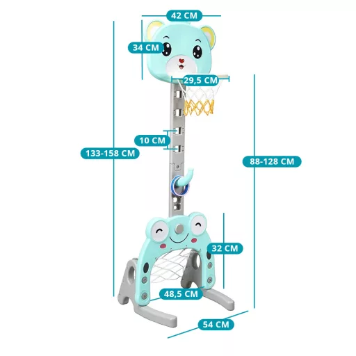 3-w-1 Regulowana Wysokość Koszykówka z Rzucaniem Pierścieni, Niebieska
