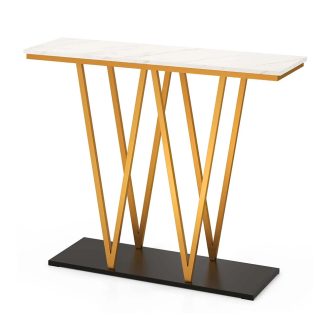 Stolik dekoracyjny z marmurowym blatem 100 x 30 x 79 cm