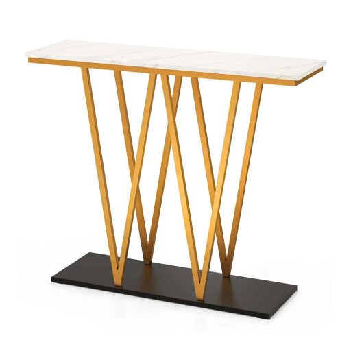 Stolik dekoracyjny z marmurowym blatem 100 x 30 x 79 cm