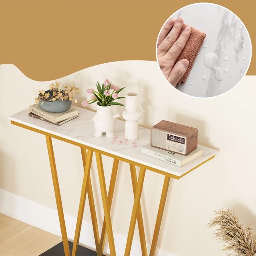 Stolik dekoracyjny z marmurowym blatem 100 x 30 x 79 cm