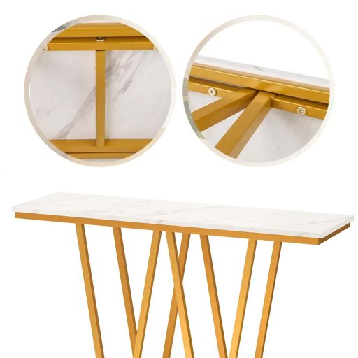 Stolik dekoracyjny z marmurowym blatem 100 x 30 x 79 cm