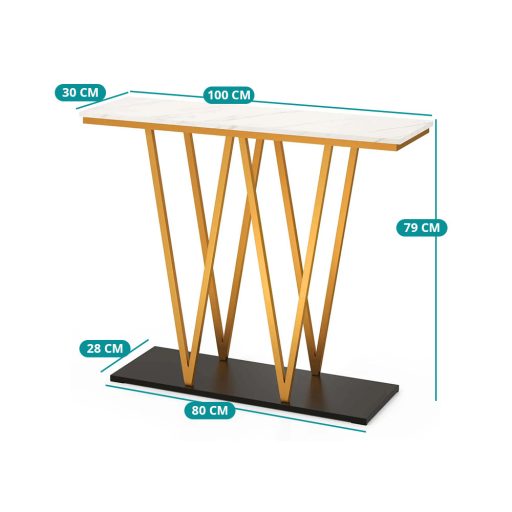 Stolik dekoracyjny z marmurowym blatem 100 x 30 x 79 cm