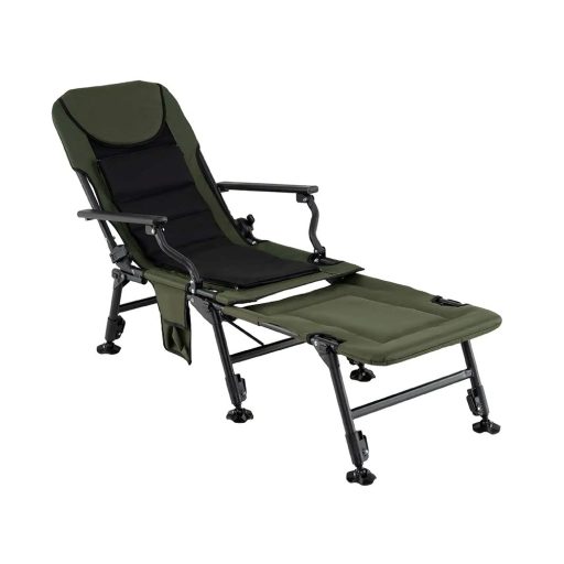 Duże krzesło wędkarskie z podnóżkiem