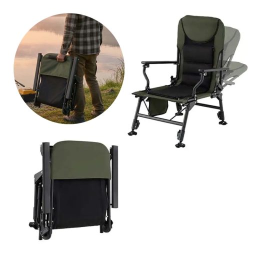 Duże krzesło wędkarskie z podnóżkiem