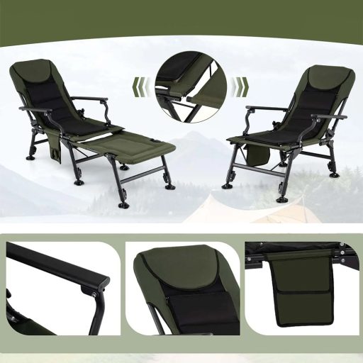 Duże krzesło wędkarskie z podnóżkiem