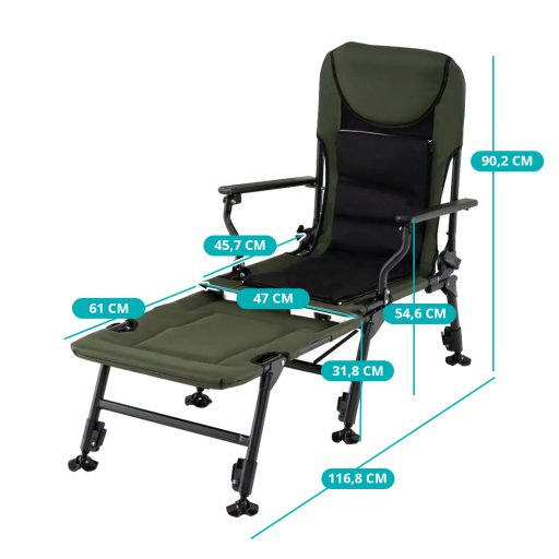 Duże krzesło wędkarskie z podnóżkiem
