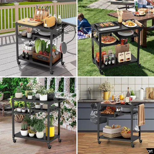 Mobilny grillowy wózek 3-poziomowy