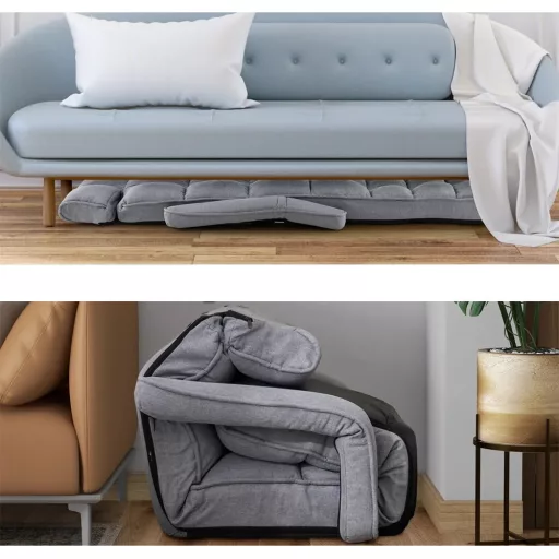 Składana sofa łóżko z 6 regulowanymi pozycjami, jasnoszara