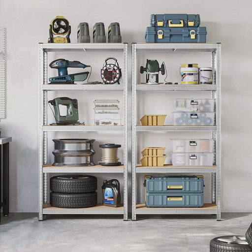 Stalowy regał, srebrny, zestaw 2 szt.