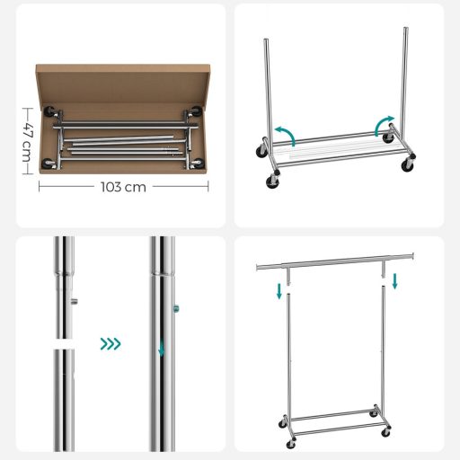 Wieszak na ubrania na kółkach