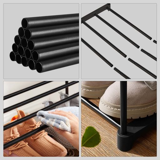 Metalowy regał na buty z 3 poziomami 92x30x55cm