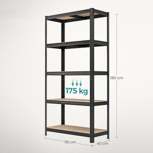 Stalowy regał, czarny, zestaw 2 szt.