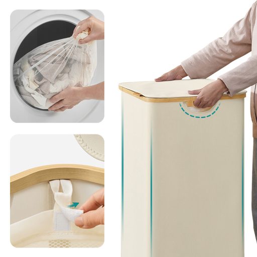 Kosz na pranie z wyjmowanym siatkowym wkładem