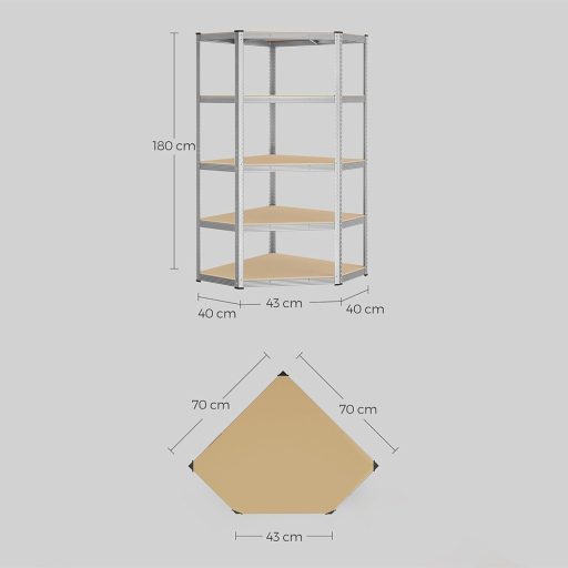 Narożna półka do przechowywania, 70x70x180 cm