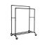 Podwójny stojak na ubrania na kółkach, czarny