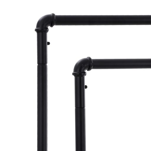 Podwójny stojak na ubrania na kółkach, czarny