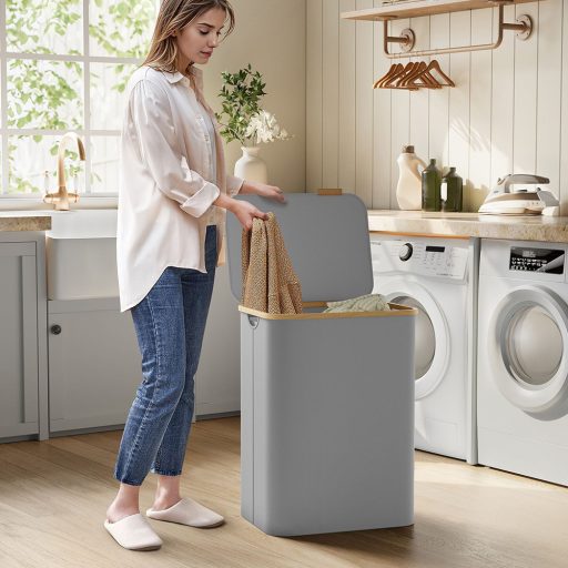 Plastikowy kosz na pranie, szary