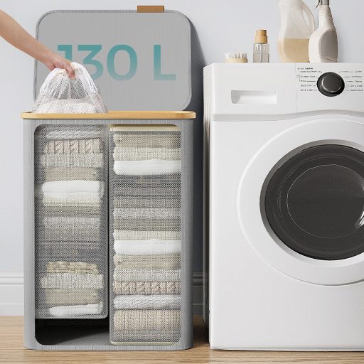 Plastikowy kosz na pranie, szary
