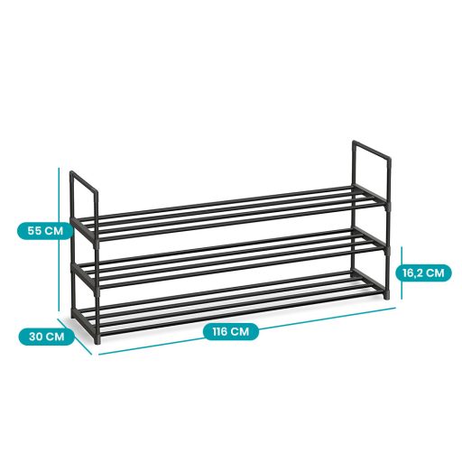 Metalowy stojak na buty 3-poziomowy 116x30x55cm