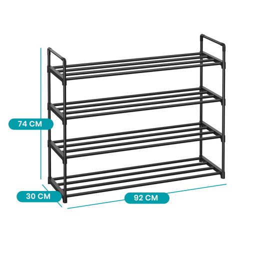 Metalowy stojak na buty 4-poziomowy 92x30x72cm