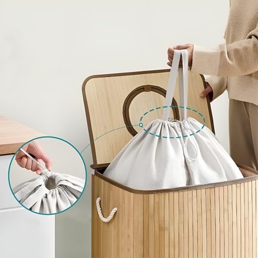 Kosz na pranie bambusowy z wyjmowanym workiem